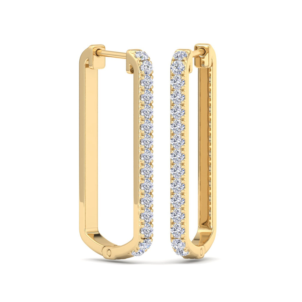 Pavé diamond rectangular hoop earrings