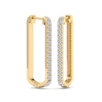 Pavé diamond rectangular hoop earrings