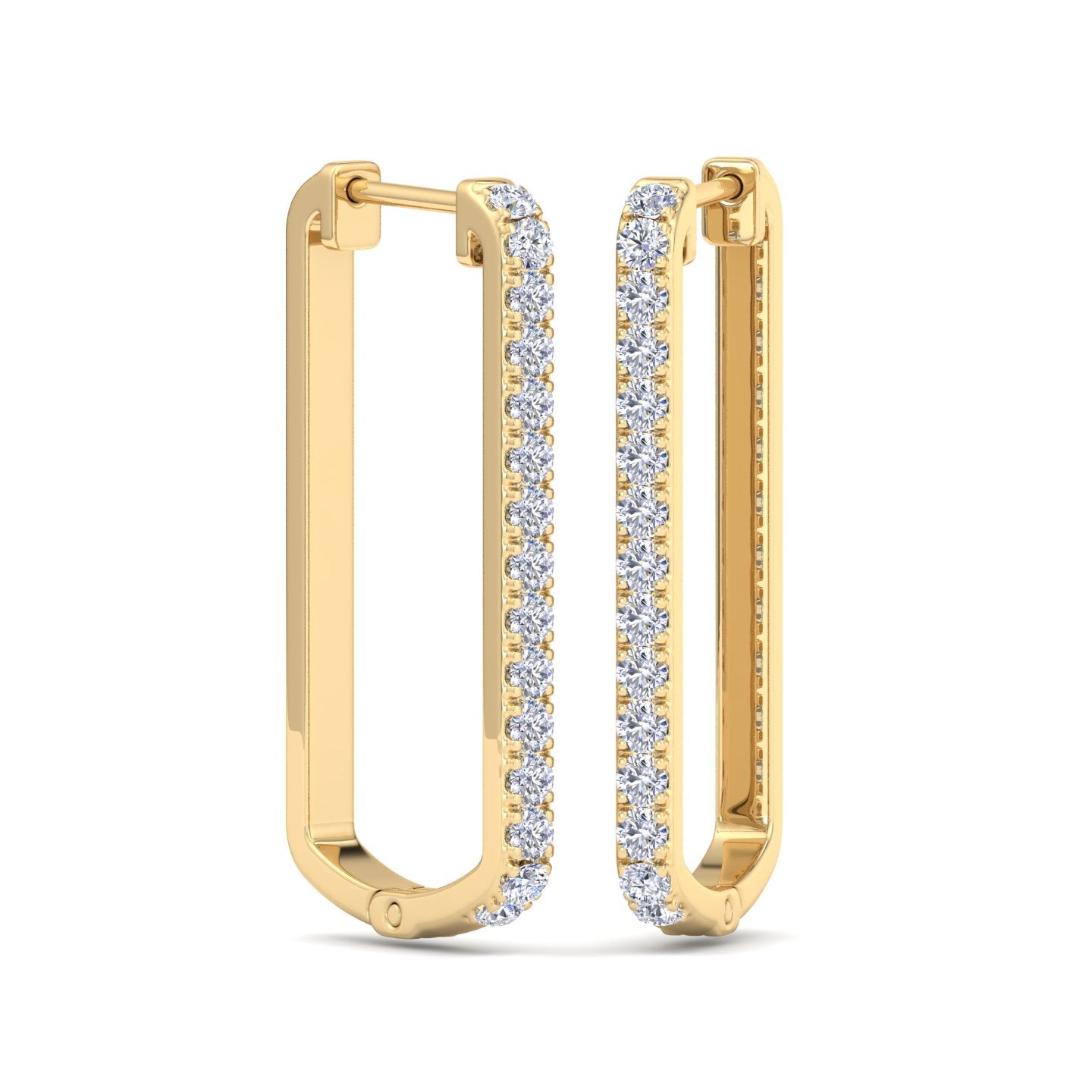 Pavé diamond rectangular hoop earrings