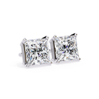 Luxury princess cut diamond stud earrings