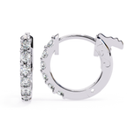 Round diamond hoop earrings in White Gold