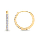 Gold diamond hoop earrings with pavé setting