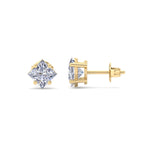 Princess-cut diamond stud earrings in gold