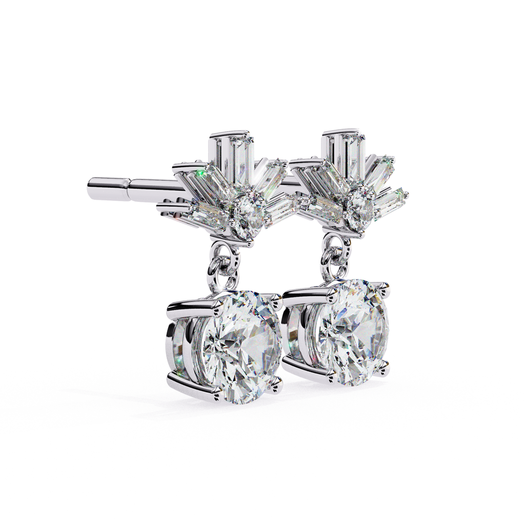 Premium lab grown diamond drop earrings with geometric design