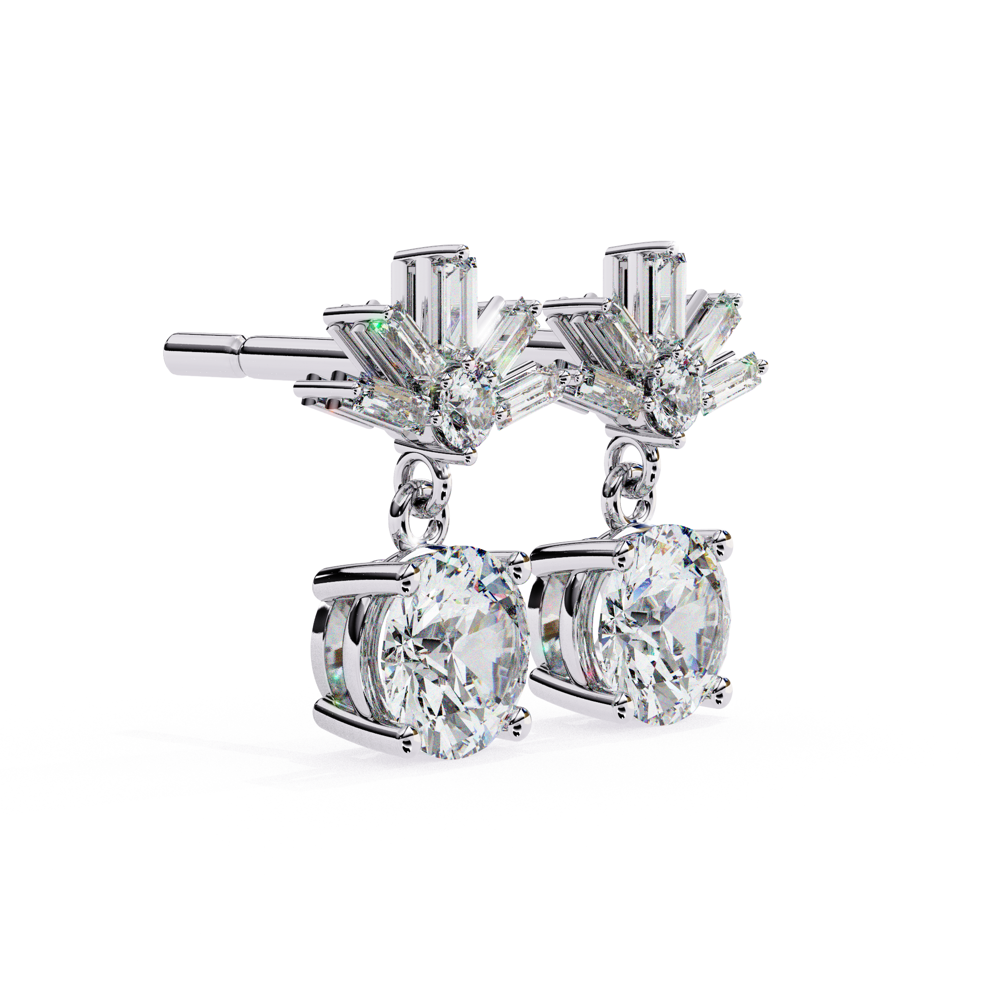 Premium lab grown diamond drop earrings with geometric design