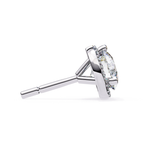 High shine round diamond halo earrings