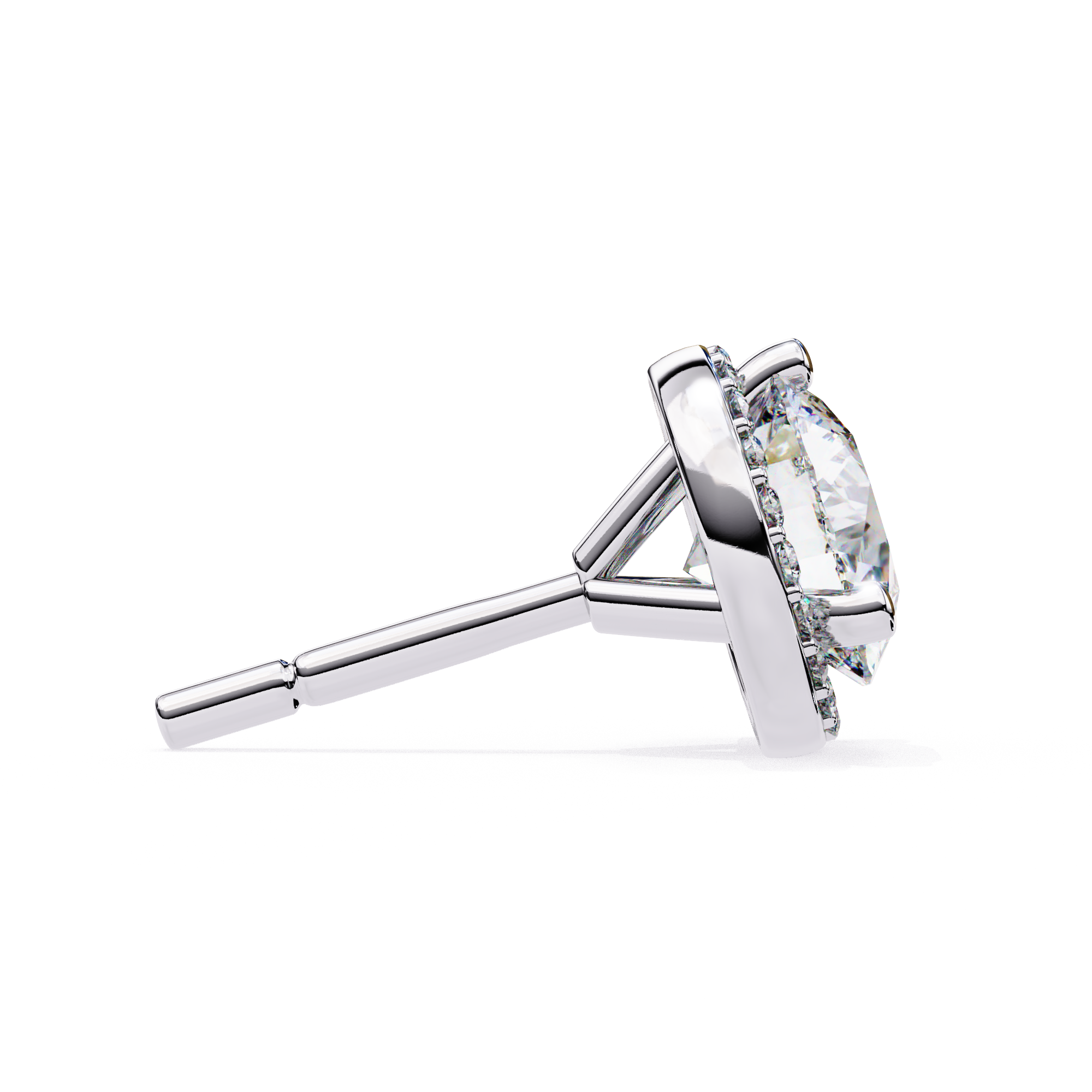 High shine round diamond halo earrings