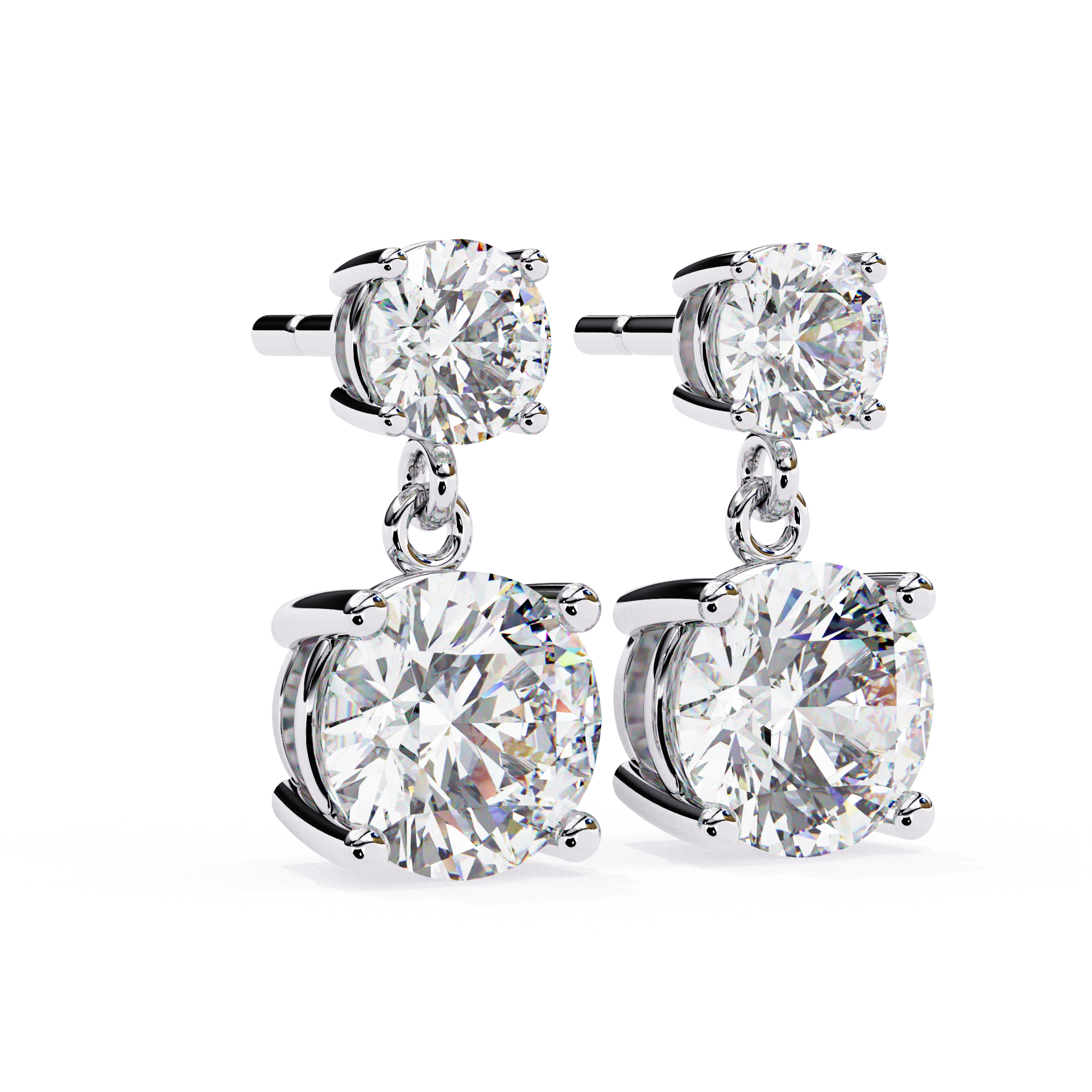 Two stone diamond drop earrings