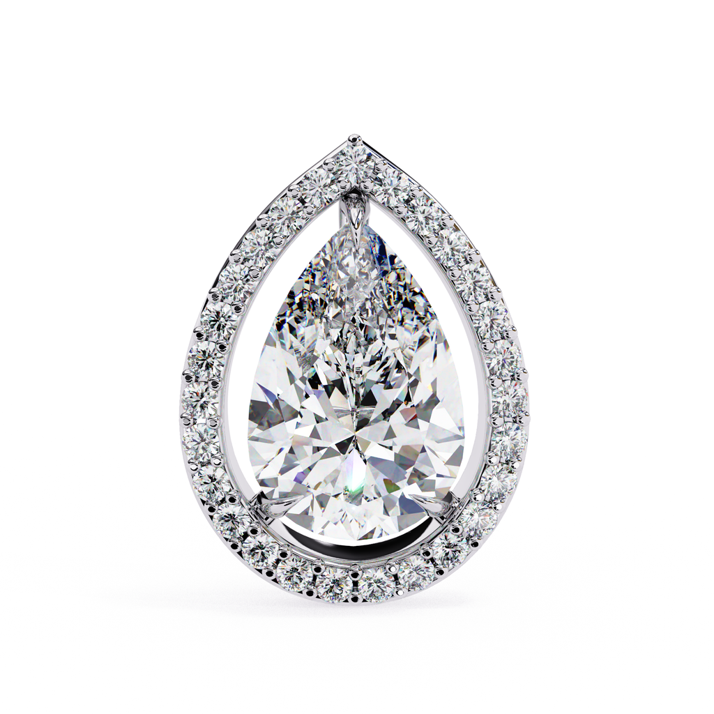 Elegant Pear shaped halo diamond stud earrings