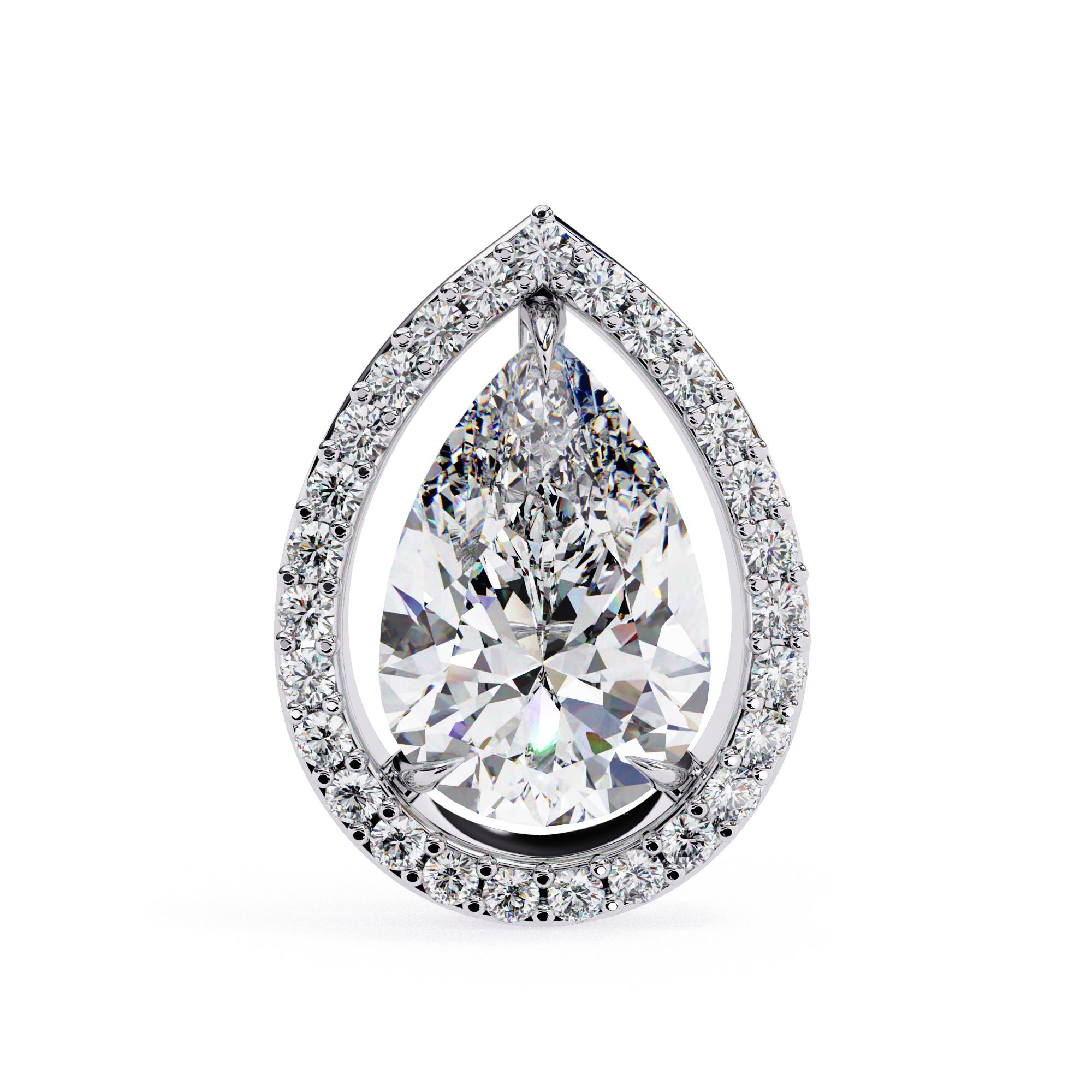Elegant Pear shaped halo diamond stud earrings