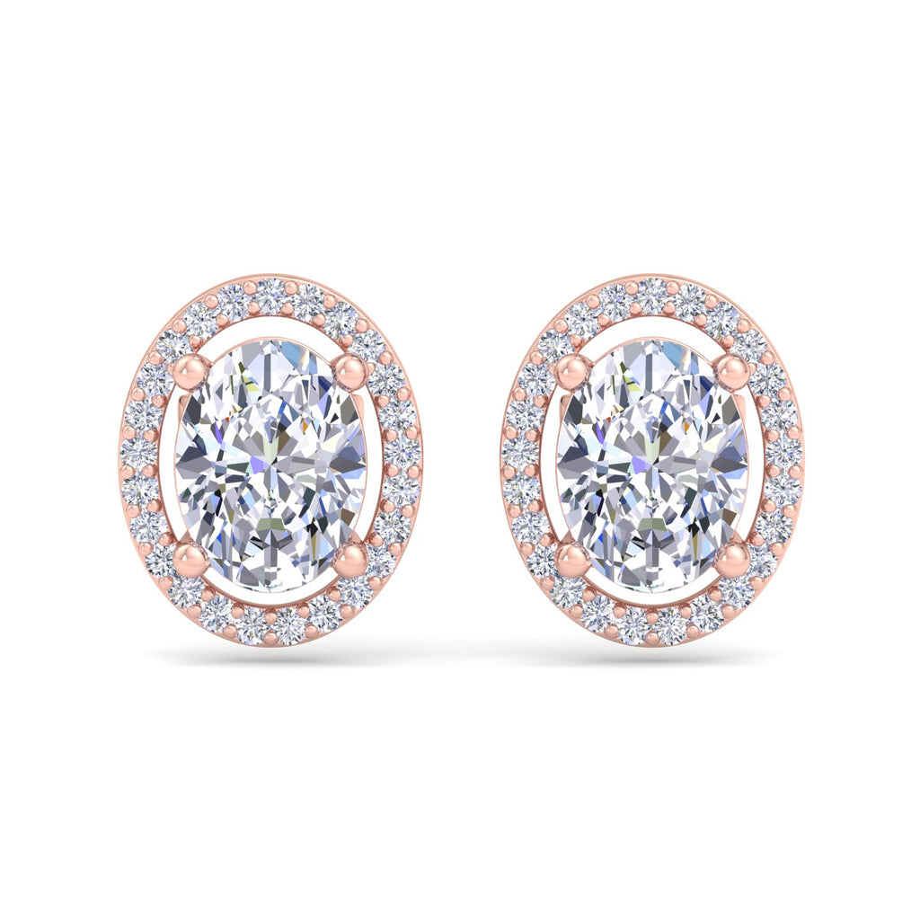 Rose Gold oval-shaped diamond stud earrings