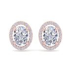 Rose Gold oval-shaped diamond stud earrings