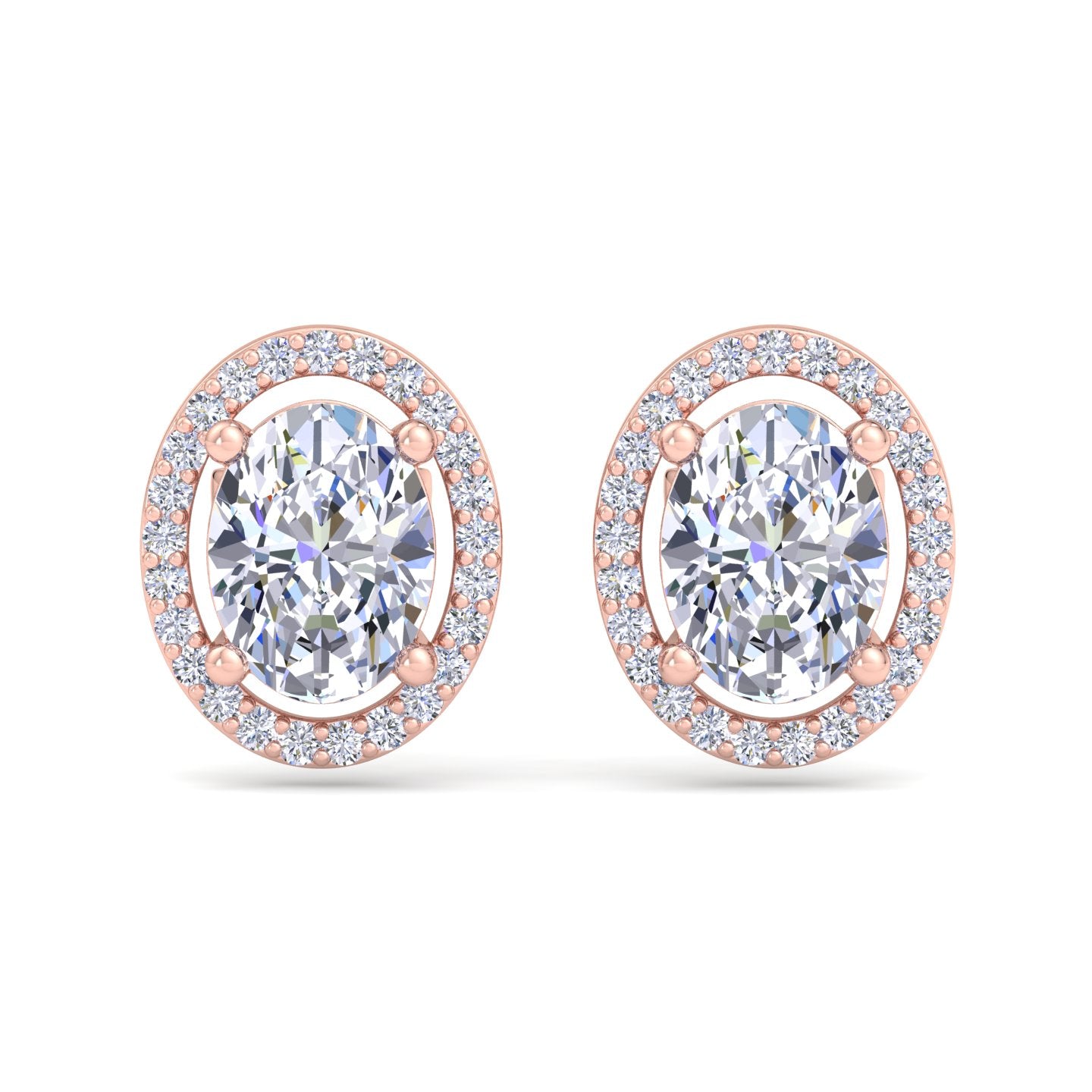 Rose Gold oval-shaped diamond stud earrings