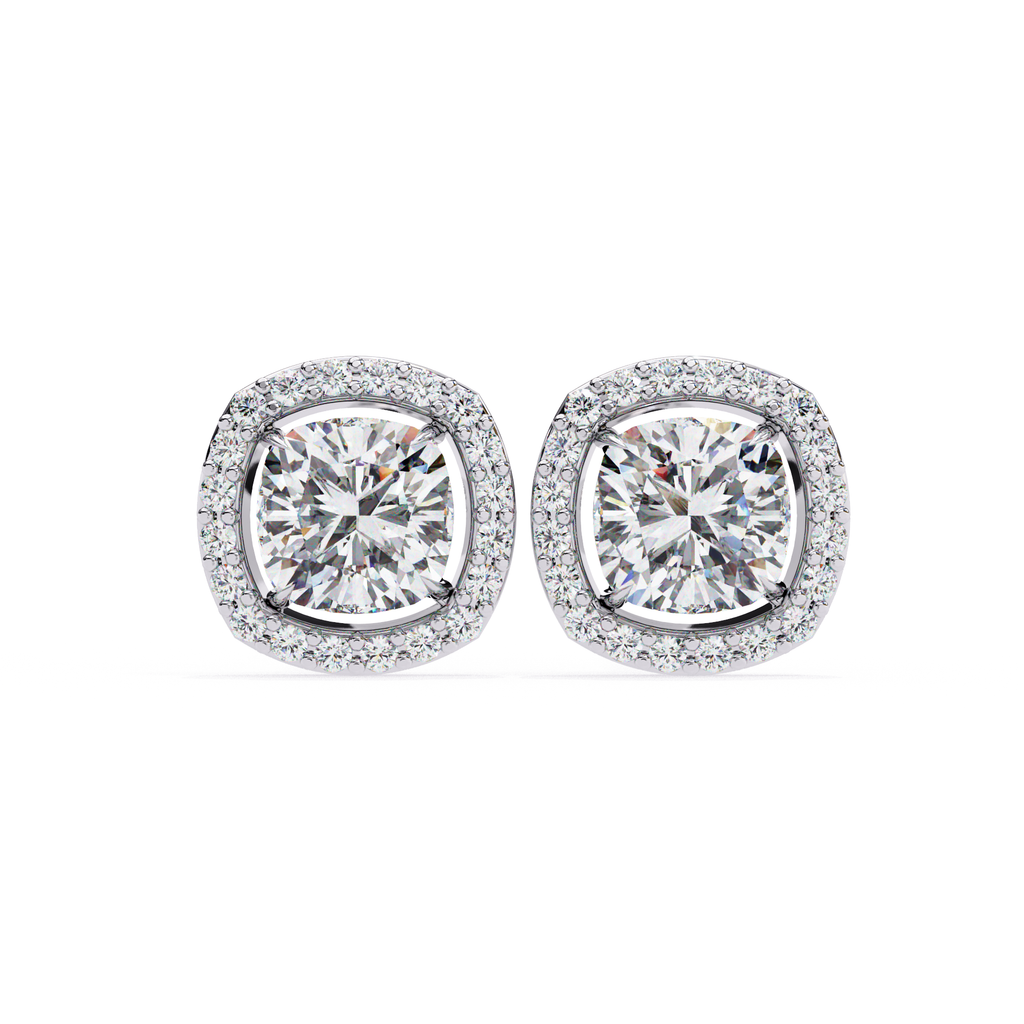 Luxury Cushion cut diamond stud earrings