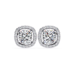 Luxury Cushion cut diamond stud earrings