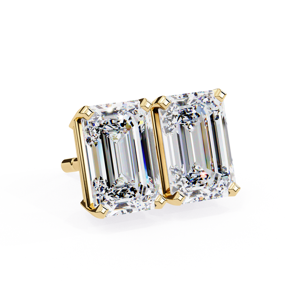 Minimal Emerald diamond stud earrings everyday wear