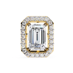 Elegant Emerald cut halo diamond stud earrings