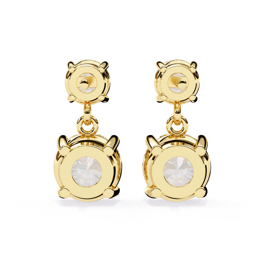 Modern two tier gold diamond earrings