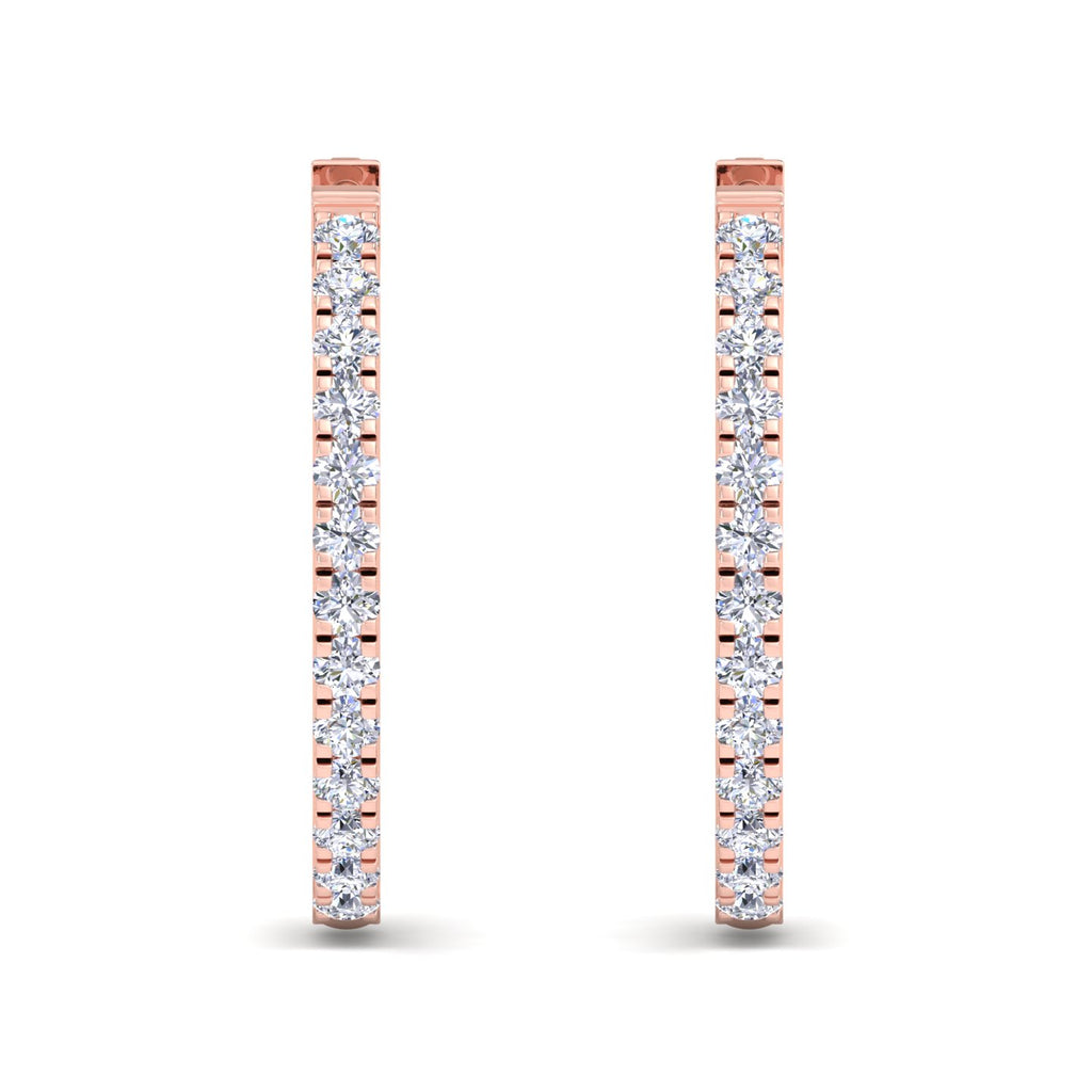 Round diamond hoop earrings with pavé diamonds