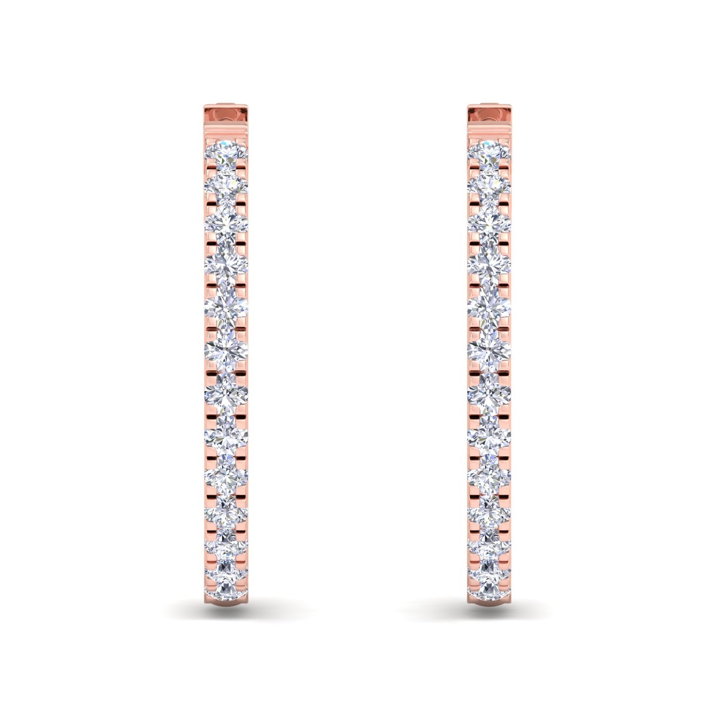 Round diamond hoop earrings with pavé diamonds