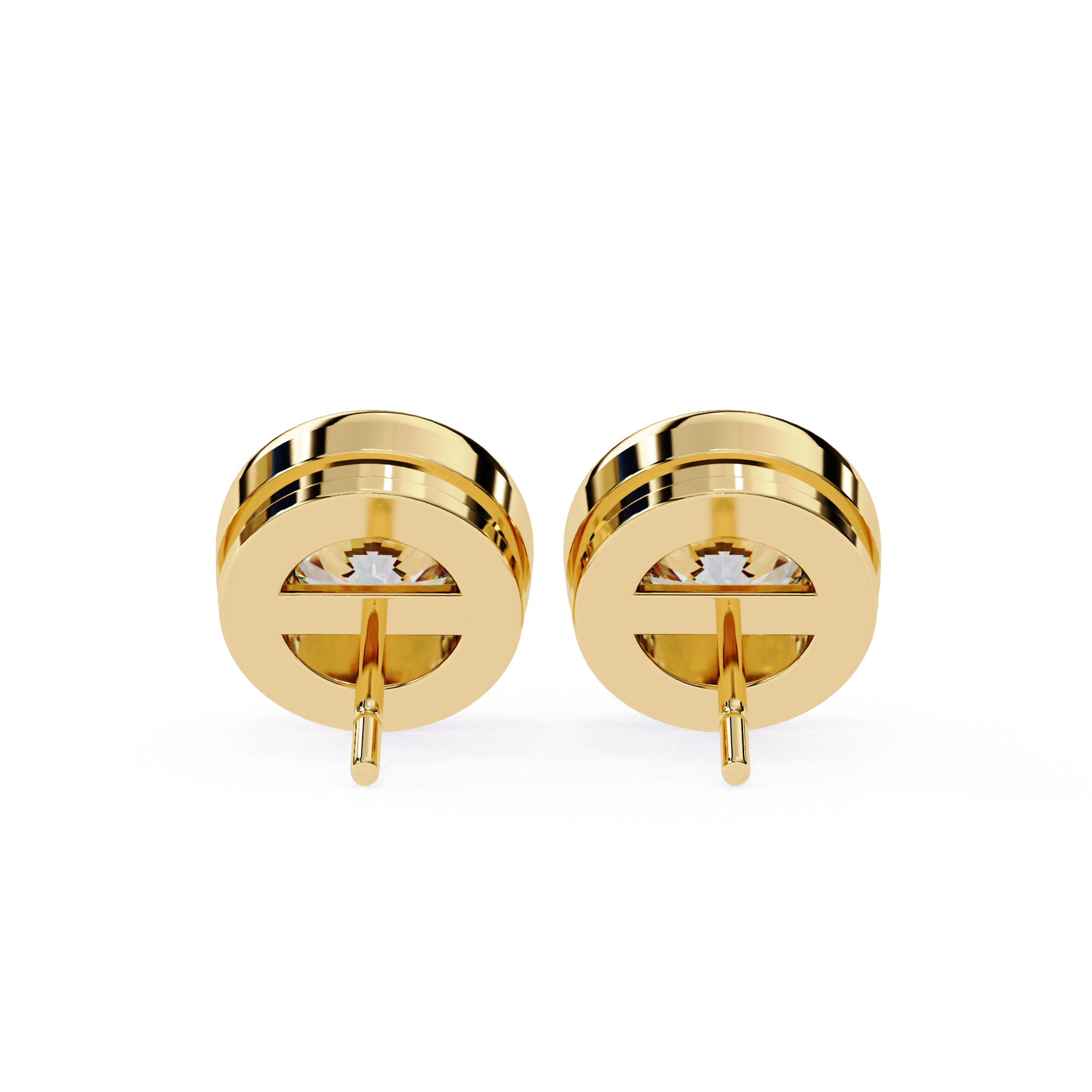 Bezel round diamond stud earrings everyday wear