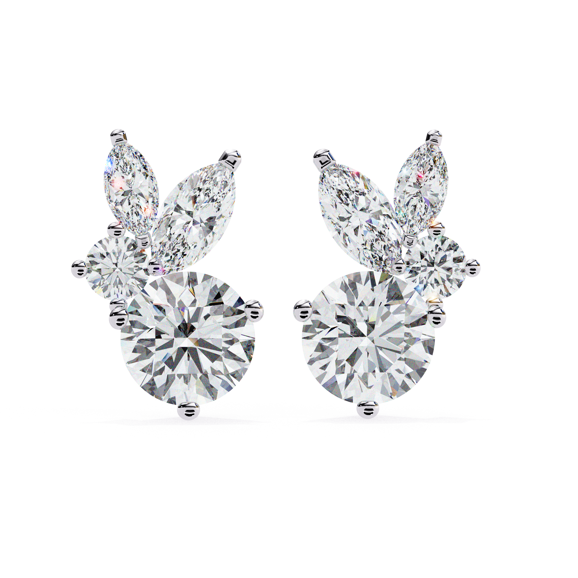 Premium white gold diamond stud earrings