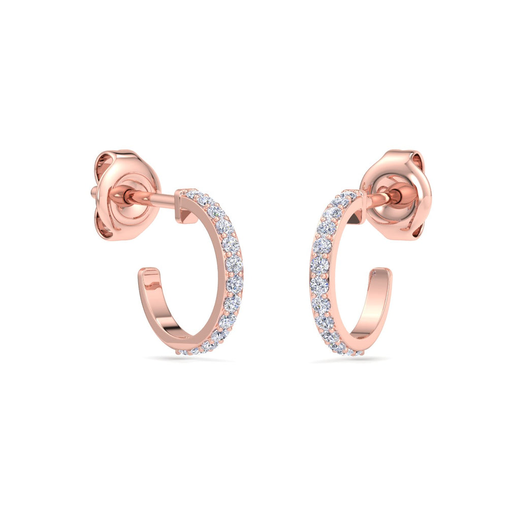 Rose Gold half hoop diamond earrings
