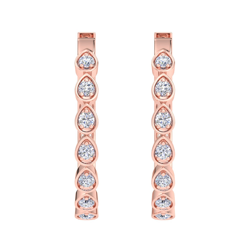 Rose Gold pear diamond hoop earrings