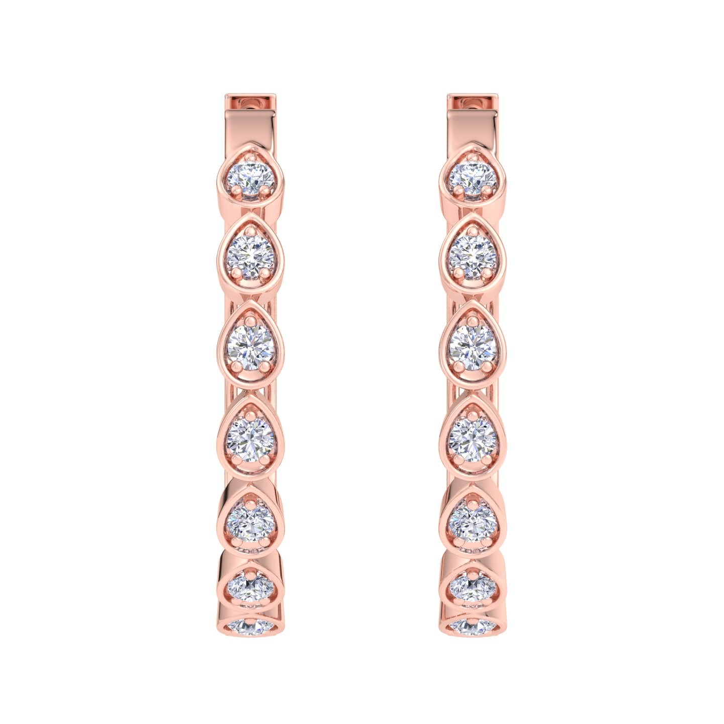 Rose Gold pear diamond hoop earrings