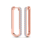 Pavé diamond rectangular hoop earrings