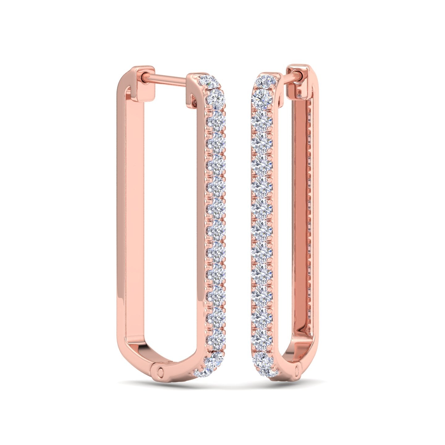 Pavé diamond rectangular hoop earrings