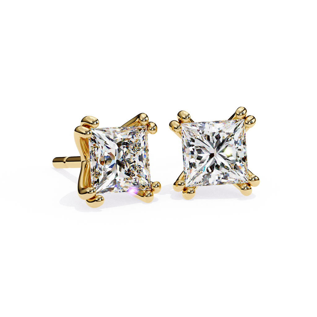 Minimal square diamond stud earrings everyday wear