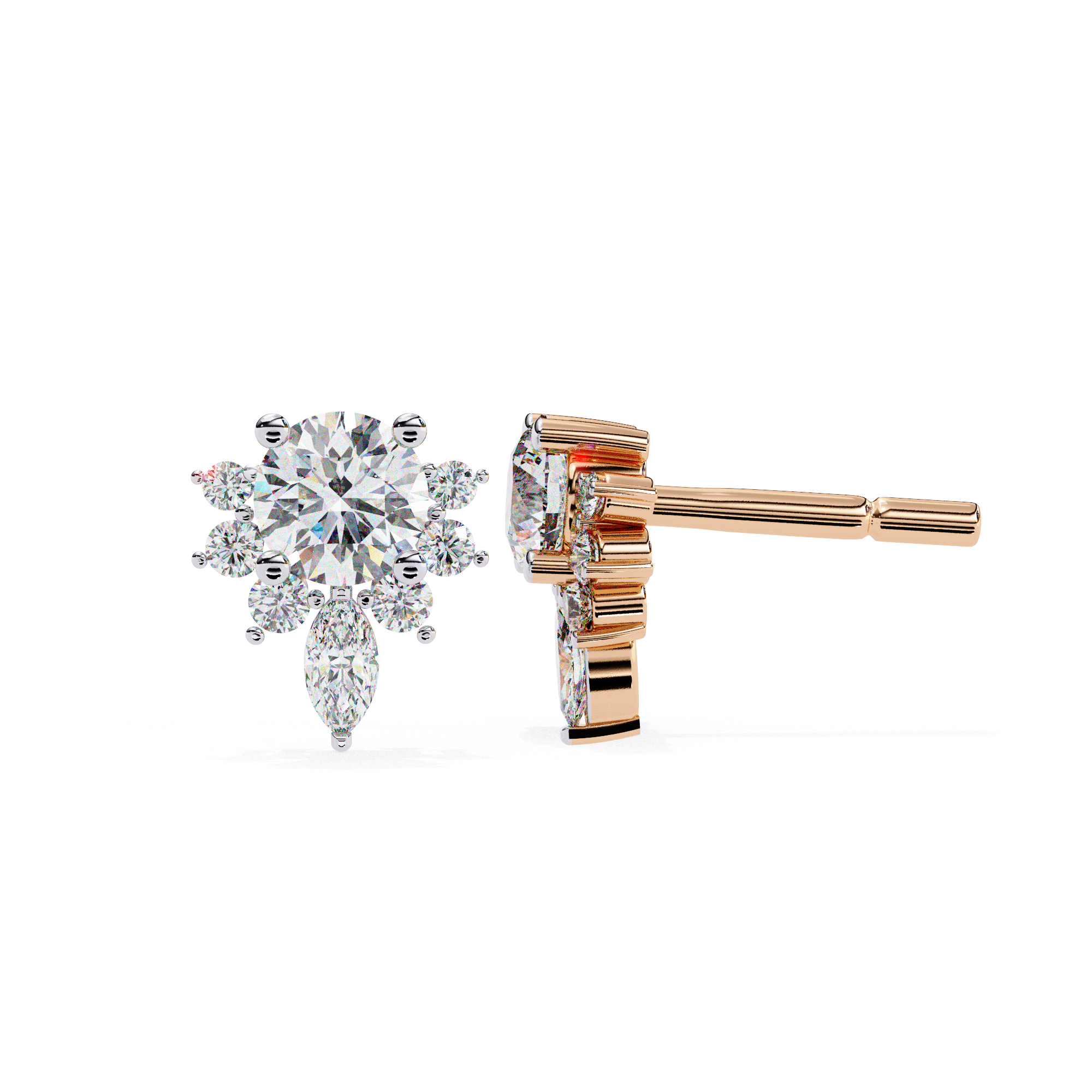 Fine jewellery diamond stud earrings with luxury floral design