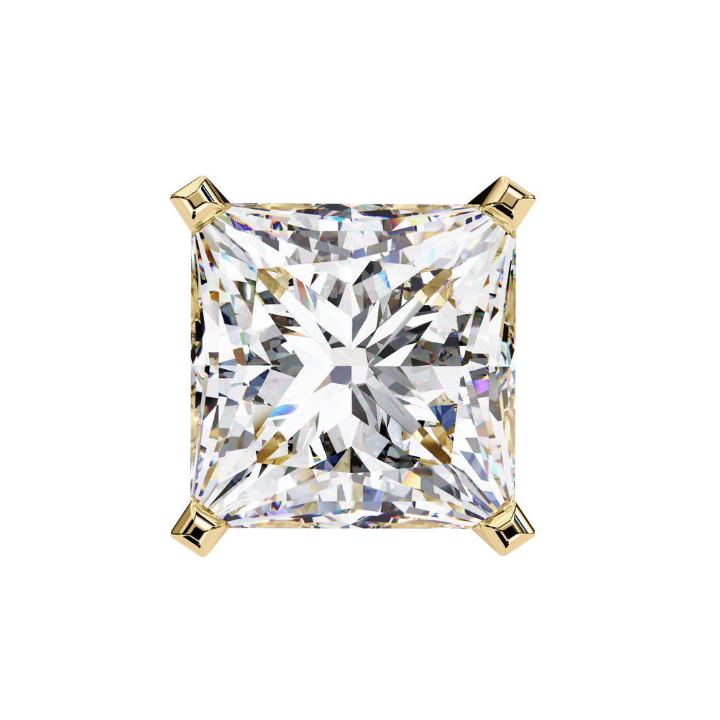 Elegant princess cut diamond stud earrings