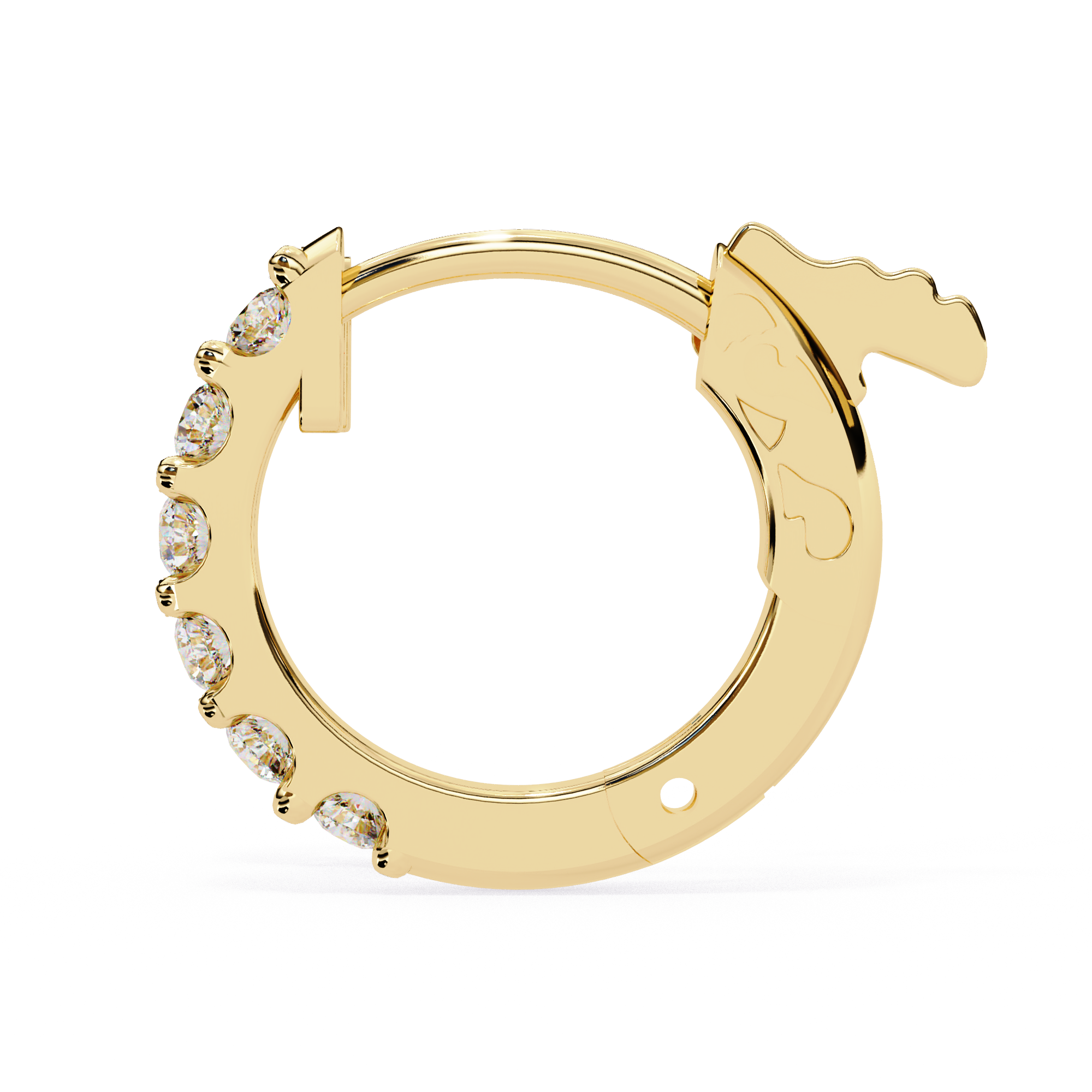 Pavé style round diamond hoop earrings in gold