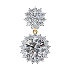 Diamond drop earrings with double halo sunburst design in gold