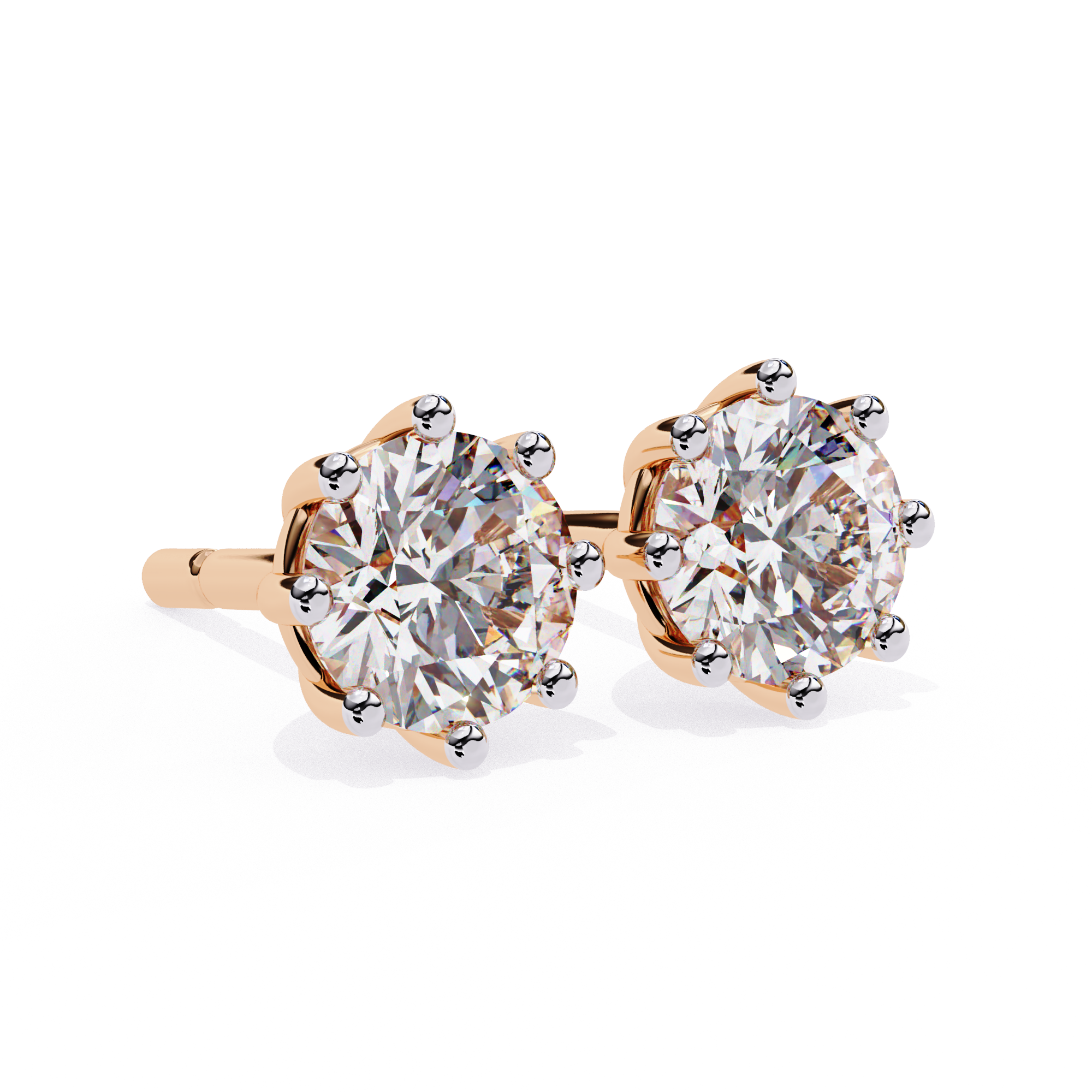 Modern rose gold Round halo diamond stud earrings for everyday wear
