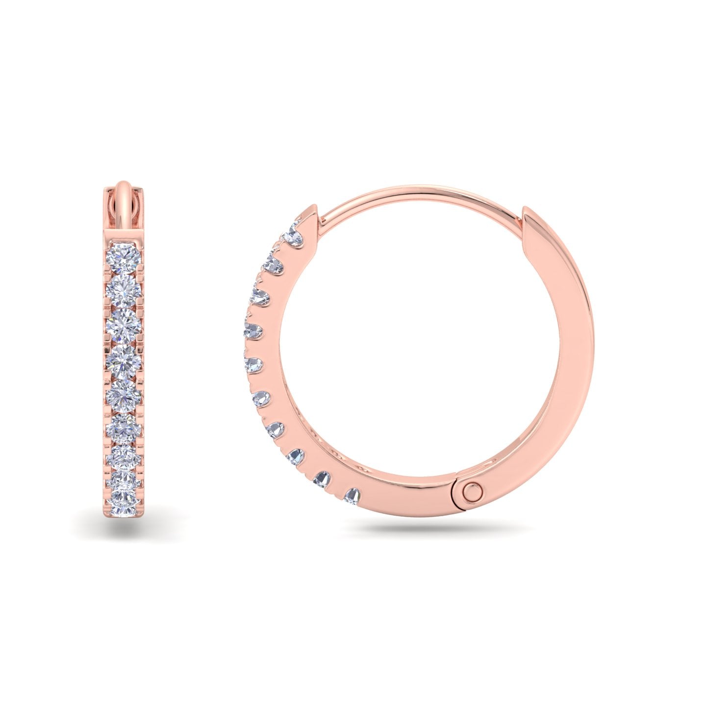 Rose Gold diamond hoop earrings with pavé setting