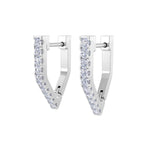 Geometric V shaped diamond hoop earrings
