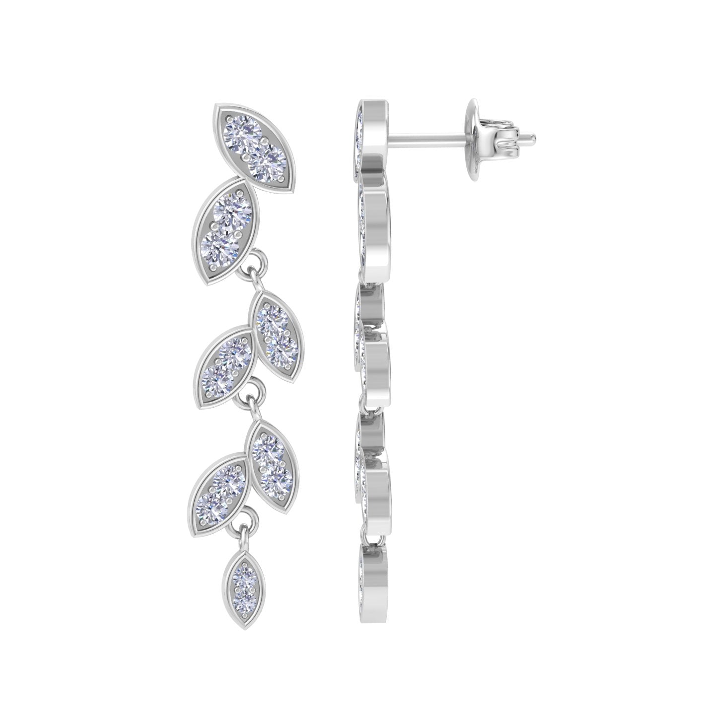 Floral diamond drop earrings in White Gold