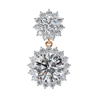 Diamond drop earrings with double halo sunburst design in Rose Gold
