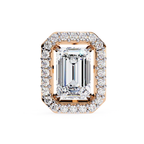 Elegant Emerald cut halo diamond stud earrings