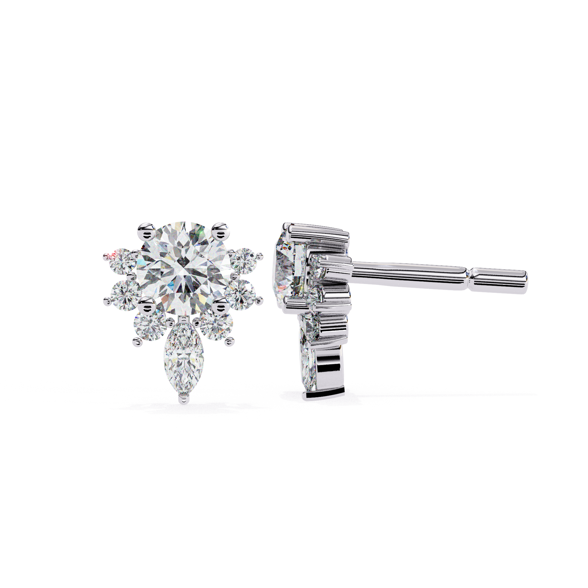 Fine jewellery diamond stud earrings with luxury floral design