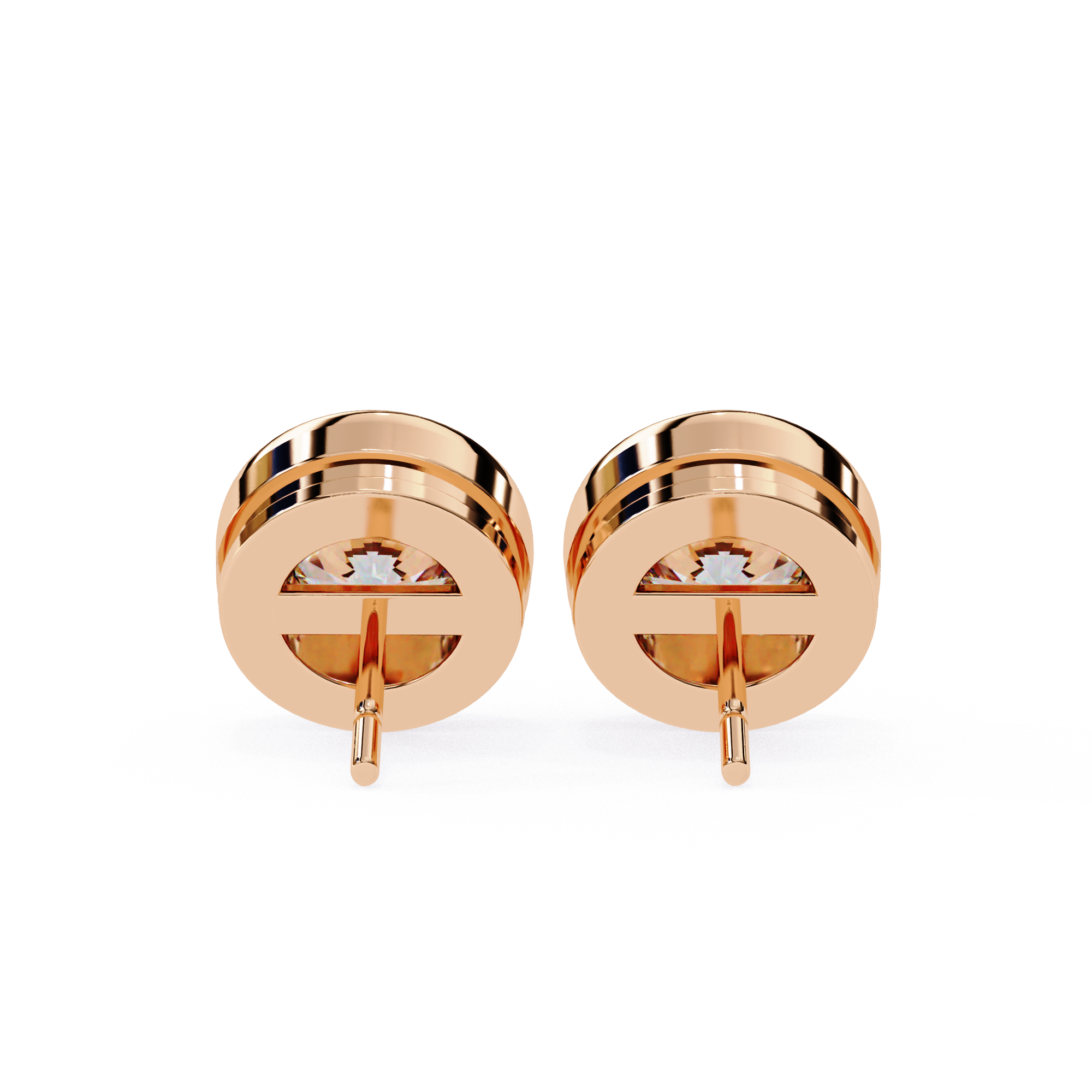 Bezel round diamond stud earrings everyday wear
