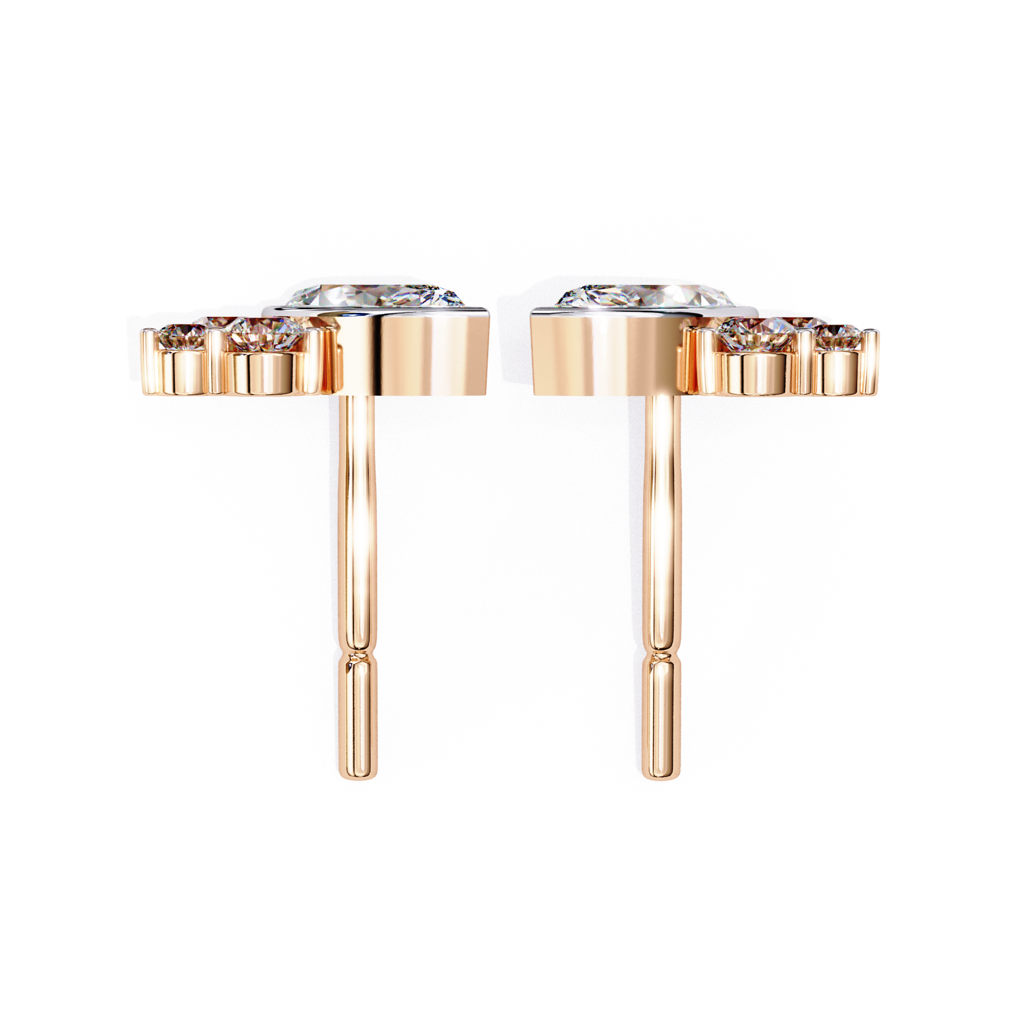 Rose Gold Lightweight diamond stud earrings