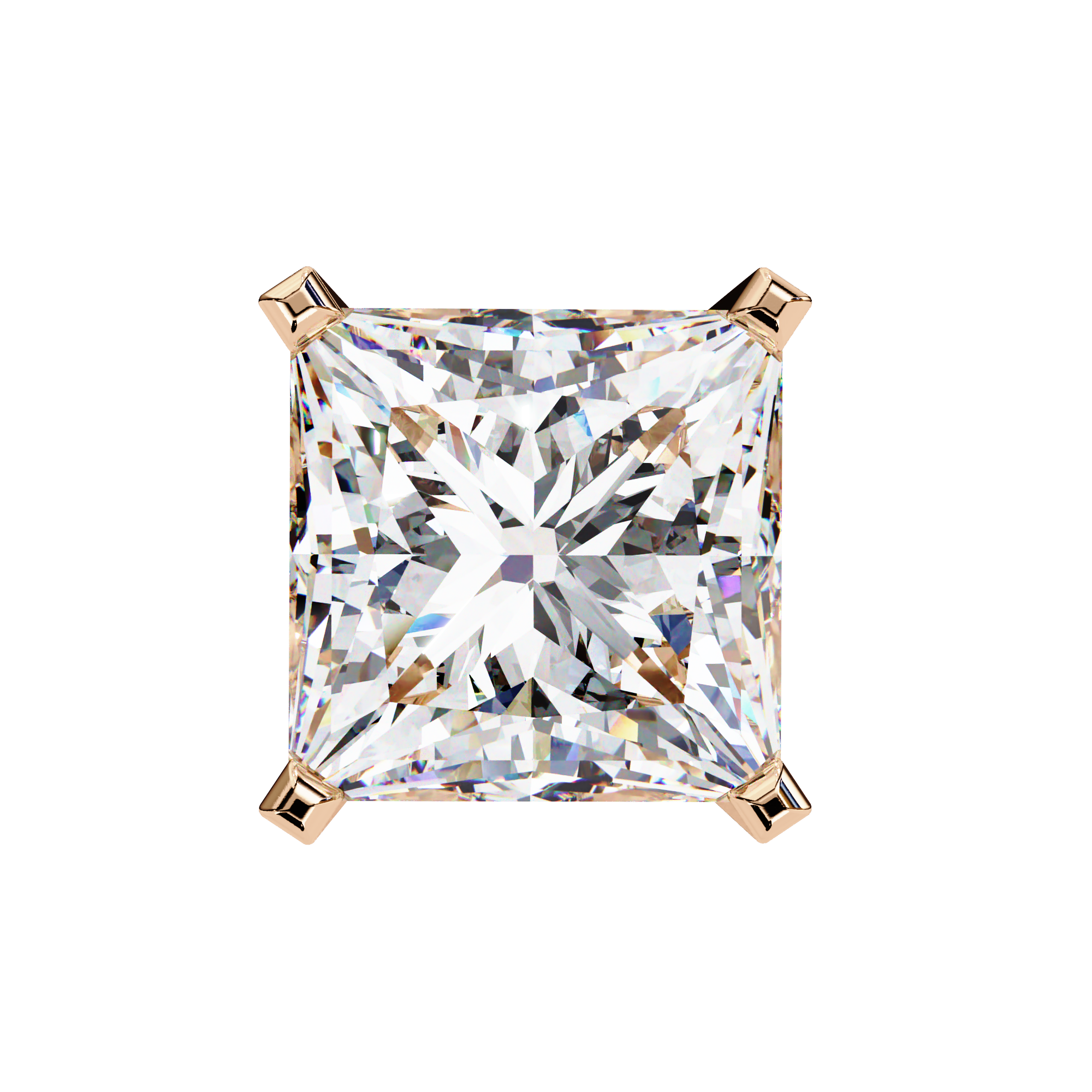 Elegant princess cut diamond stud earrings