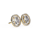 Minimal Oval shaped diamond halo stud earrings everyday wear