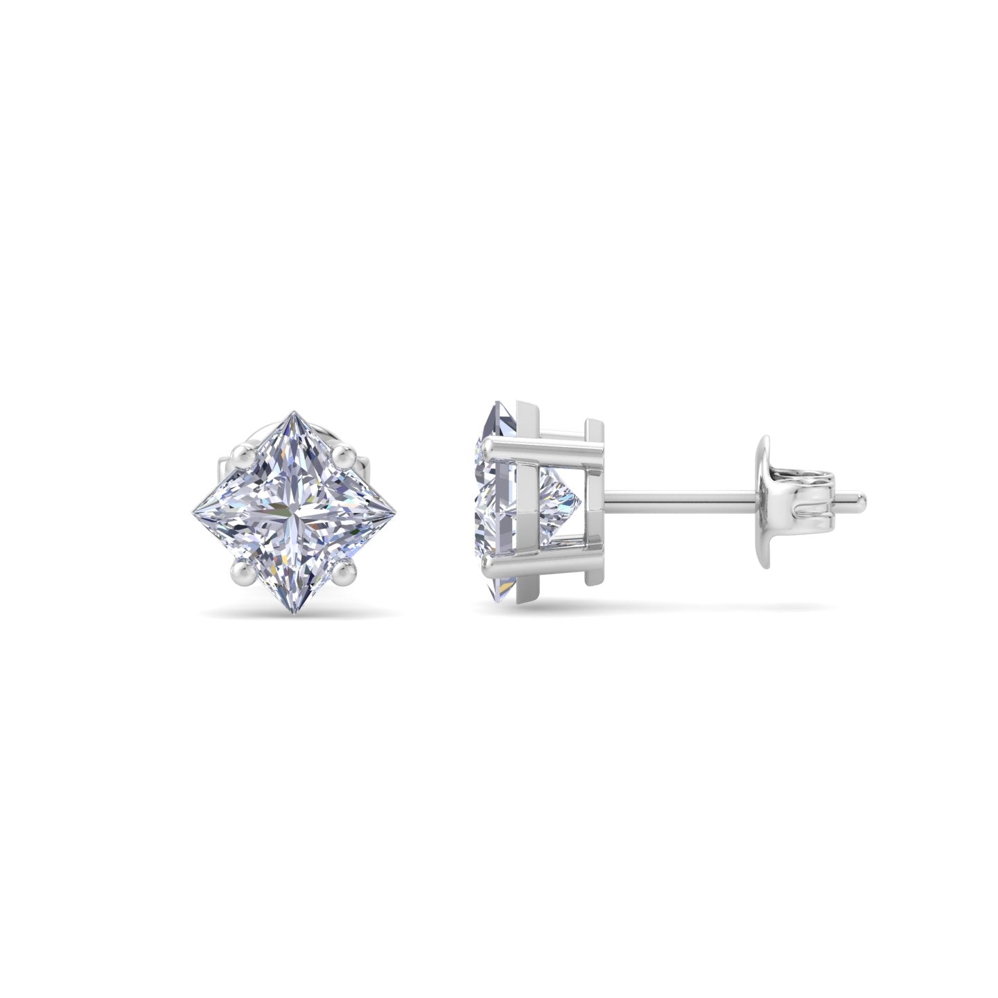 Princess-cut diamond stud earrings in White Gold
