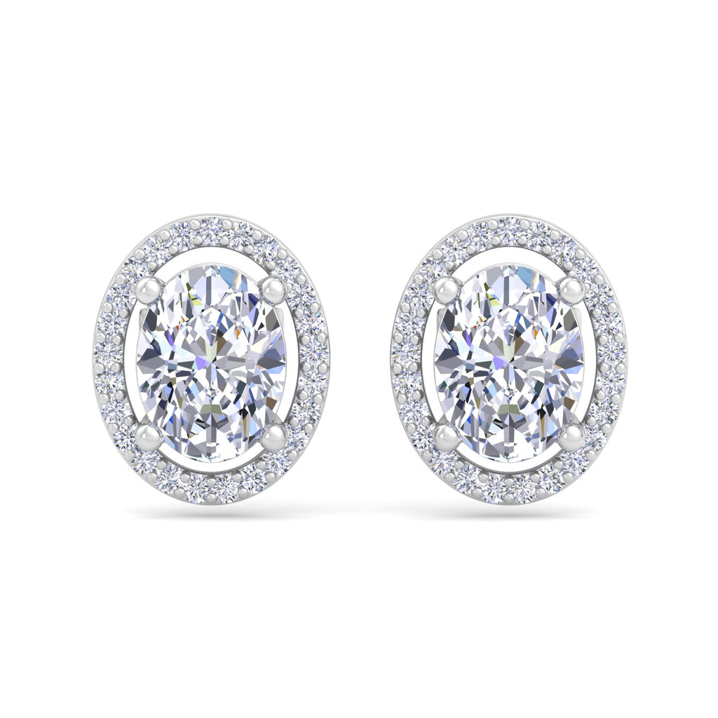 White Gold oval-shaped diamond stud earrings