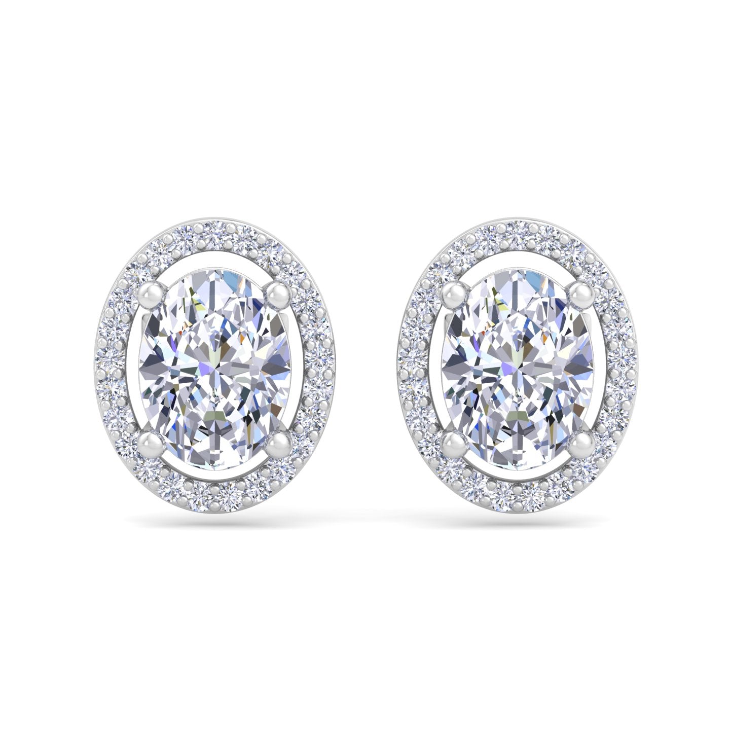 White Gold oval-shaped diamond stud earrings